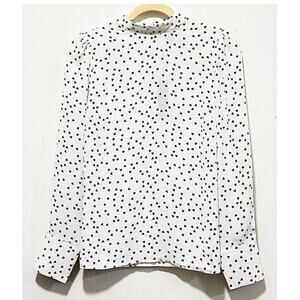 NWT: Jones New York - Women's High Neck, Semi-Sheer, Heart-Print Blouse (size S)